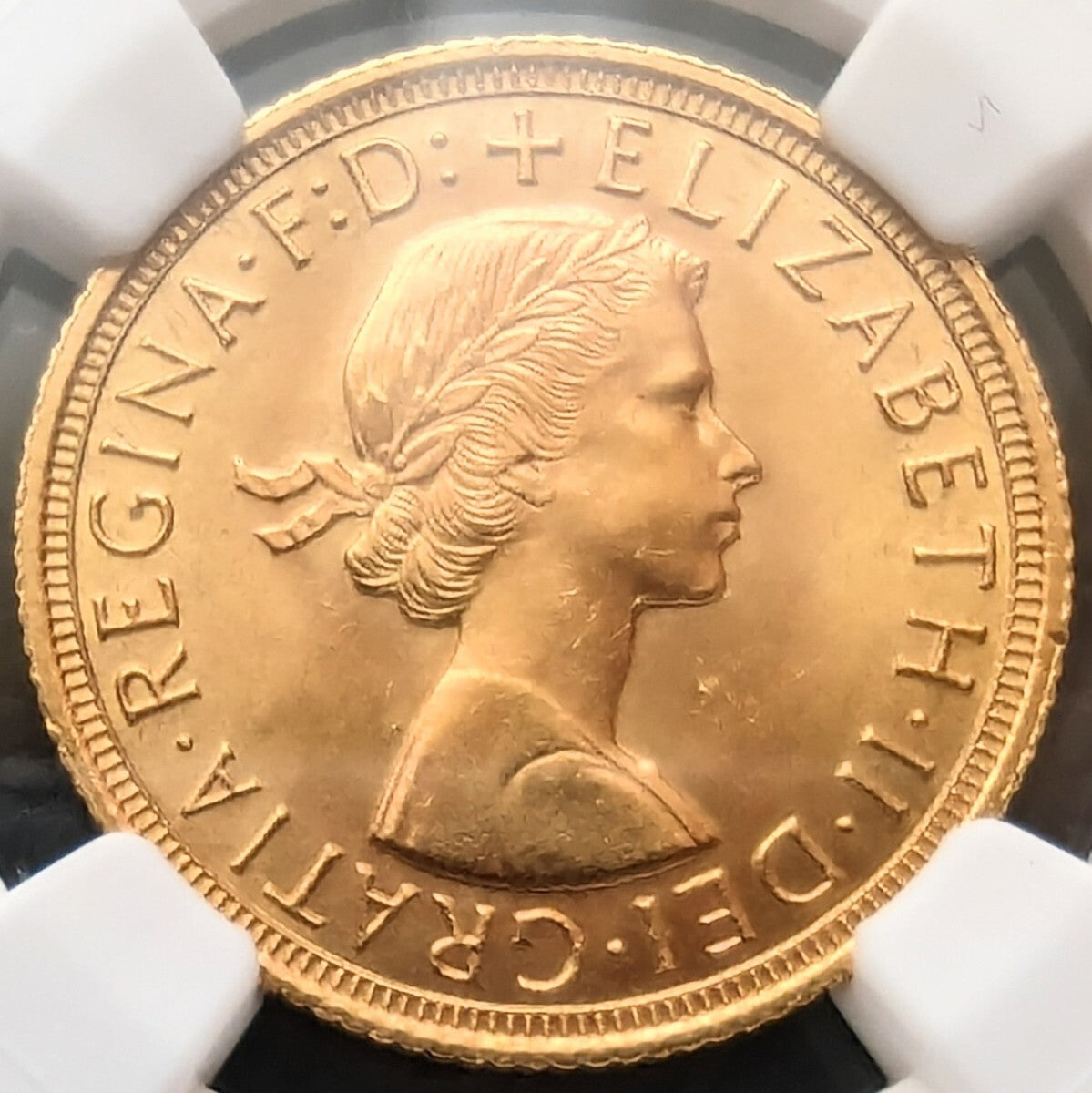 金貨 鑑定 1964年 イギリス ヤングヤング エリザベス二世女王 1ソブリン金貨 1SOV ロイヤルミント 鑑定 NGC MS64 ゴールドコイン