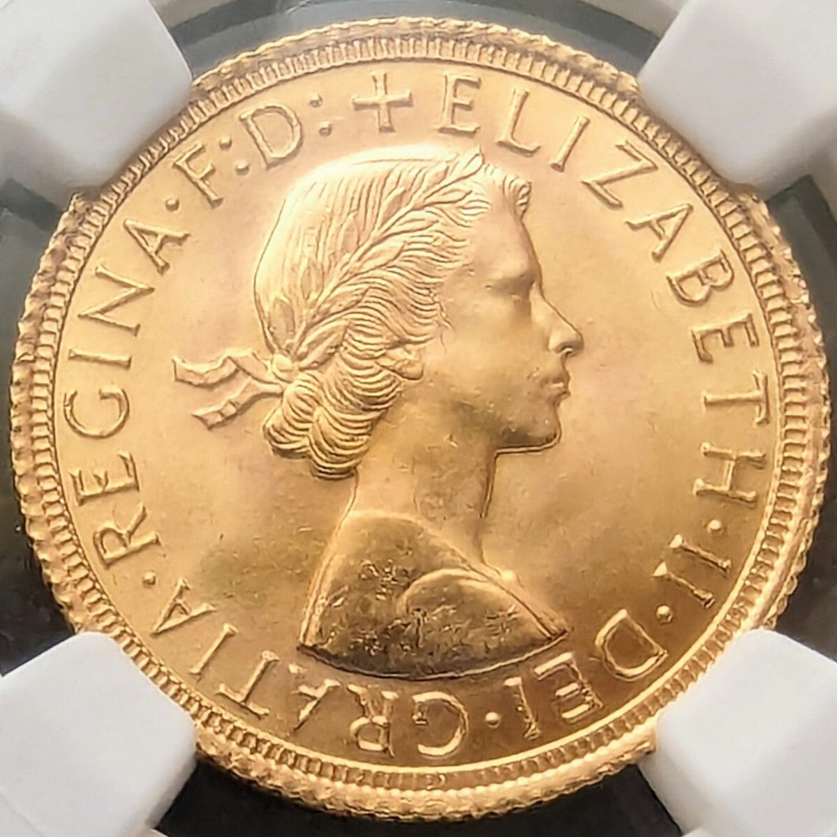 金貨 鑑定 1966年 イギリス ヤングヤング エリザベス二世女王 1ソブリン金貨 1SOV ロイヤルミント 鑑定 NGC MS64 ゴールドコイン