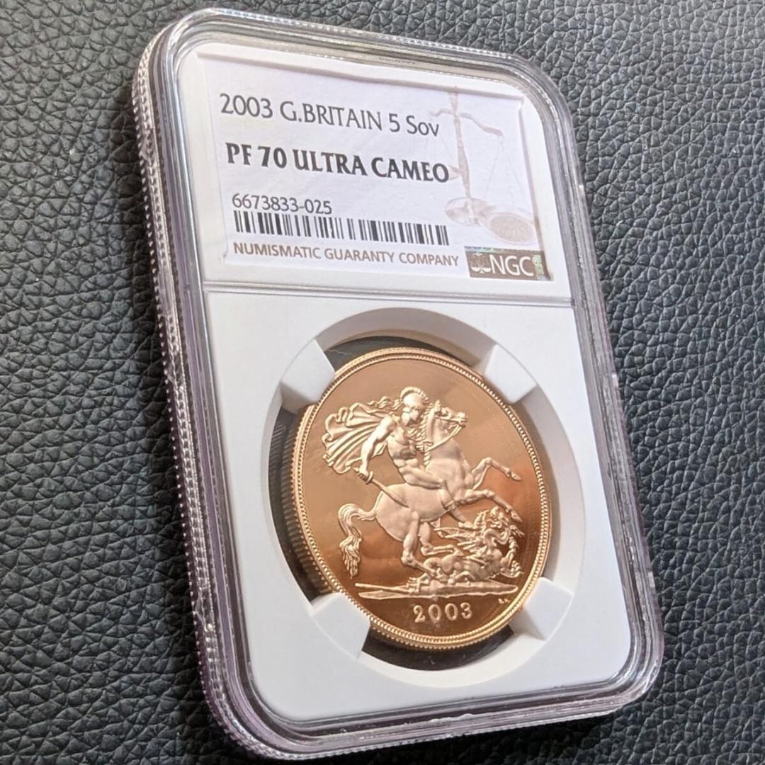 金貨 最高鑑定 NGC PF70UC イギリス 2003年 エリザベス女王 5ソブリン 5ポンドプルーフ金貨 5Sov ロイヤルミント ゴールドコイン