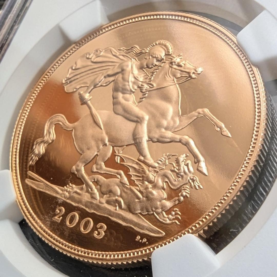 金貨 最高鑑定 NGC PF70UC イギリス 2003年 エリザベス女王 5ソブリン 5ポンドプルーフ金貨 5Sov ロイヤルミント ゴールドコイン