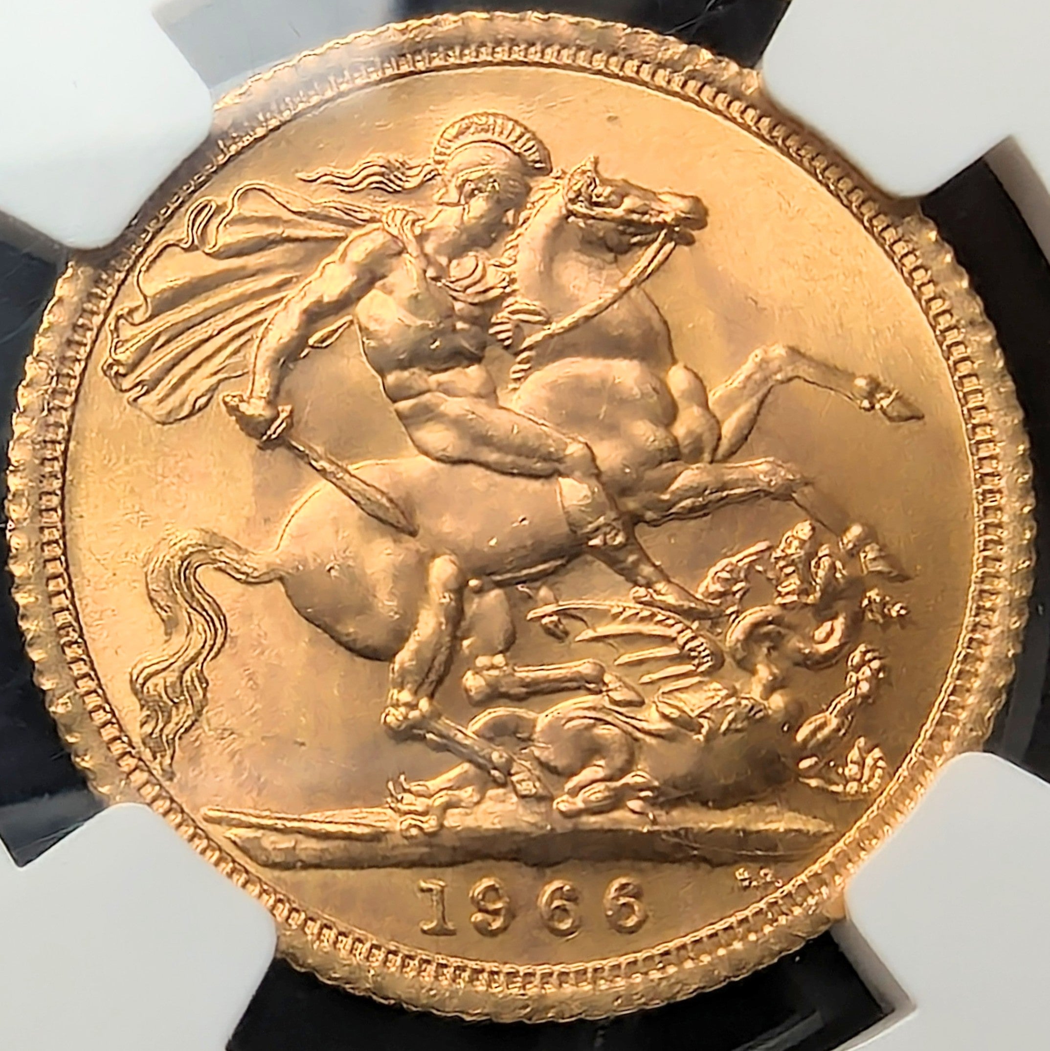 1966年 イギリス ヤングヤング エリザベス二世女王 1ソブリン金貨 1SOV ロイヤルミント 鑑定 NGC MS65 ゴールドコイン –  アンティーク奈良