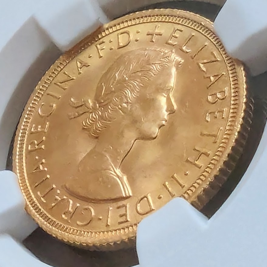 輝く高品質な 1976年イギリス ヤングエリザベス 1ソブリン金貨 鑑定 