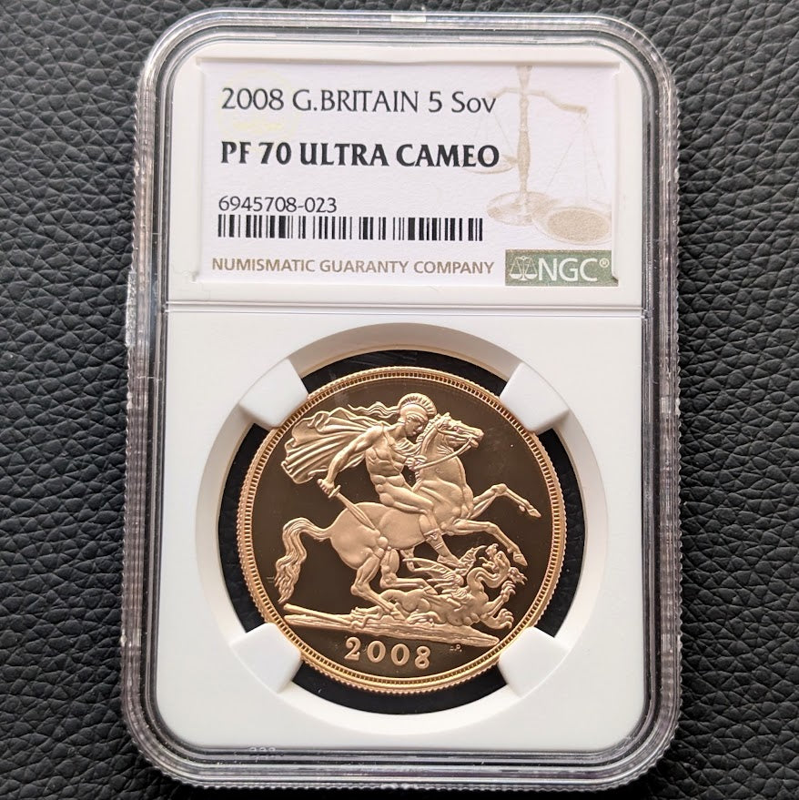 金貨 最高鑑定 NGC PF70UC イギリス 2008年 エリザベス女王 5ソブリン 5ポンドプルーフ金貨 5Sov 英国ロイヤルミント ゴールドコイン