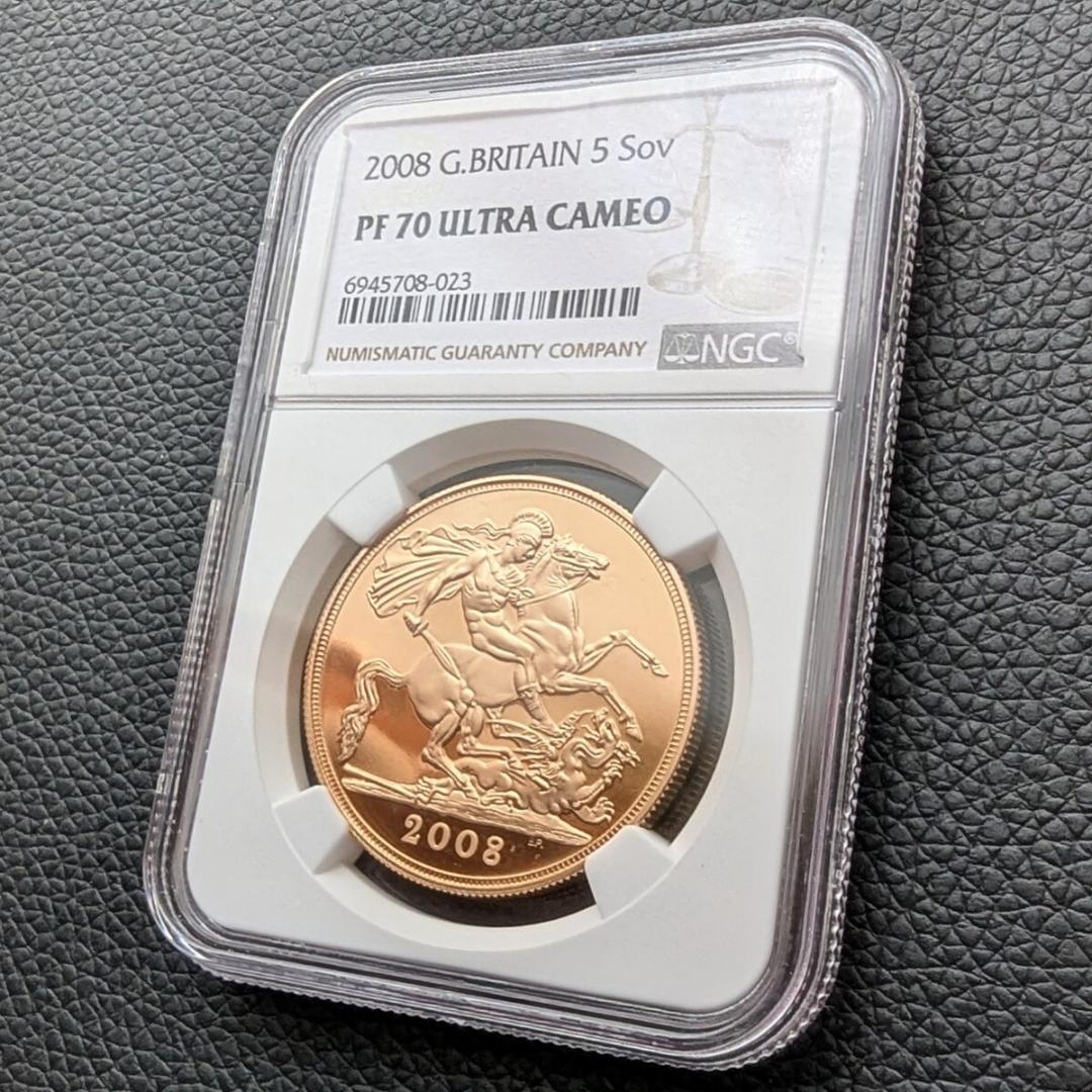 金貨 最高鑑定 NGC PF70UC イギリス 2008年 エリザベス女王 5ソブリン 5ポンドプルーフ金貨 5Sov 英国ロイヤルミント –  アンティーク奈良