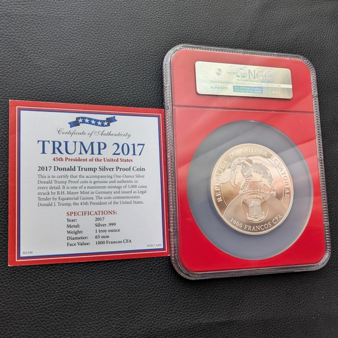 最高鑑定 銀貨 2017年 トランプ大統領 赤道ギニア 鑑定 NGC PF70UC 1oz 純銀 シルバープルーフコイン – アンティーク奈良