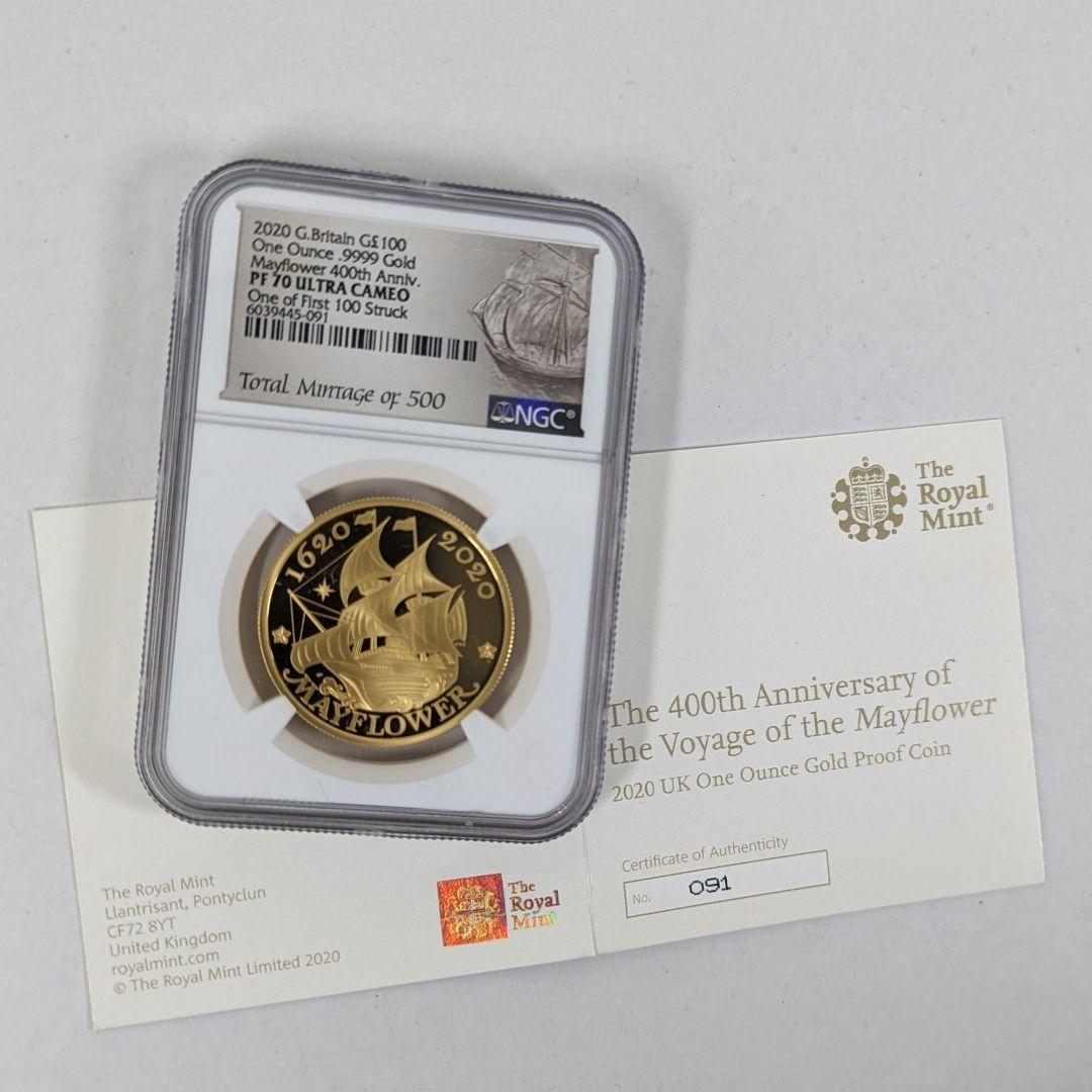 最高鑑定 金貨 2020年 イギリス ロイヤルミント メイフラワー号400周年 
